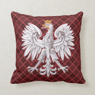 Polnischer weißer Adler rotes kariertes MoJo Kissen