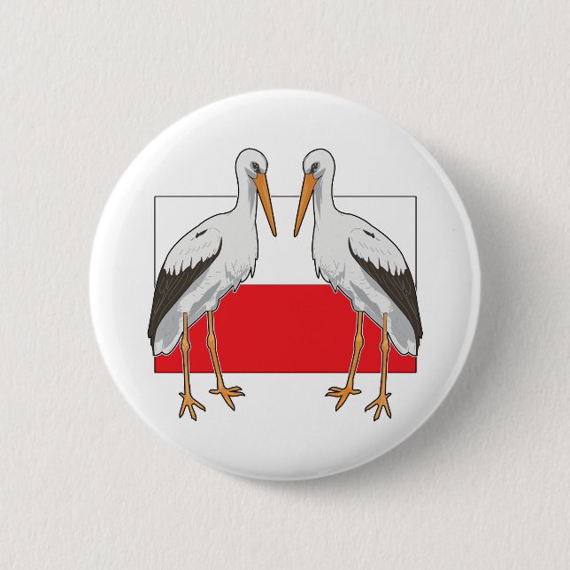 Polnischer Weißstorch Button (Vorderseite)