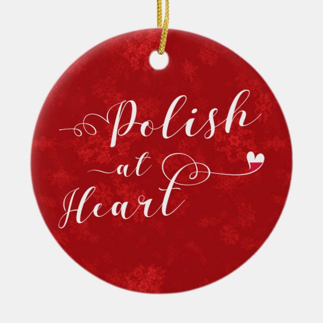 Polnisches am Herzen, Weihnachtsbaum-Verzierung Keramikornament (Vorne)