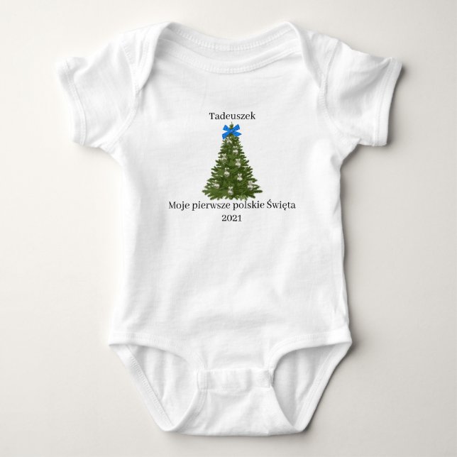 Polnisches Baby 1. Weihnachtsjause auf Babykarosse Baby Strampler (Vorderseite)