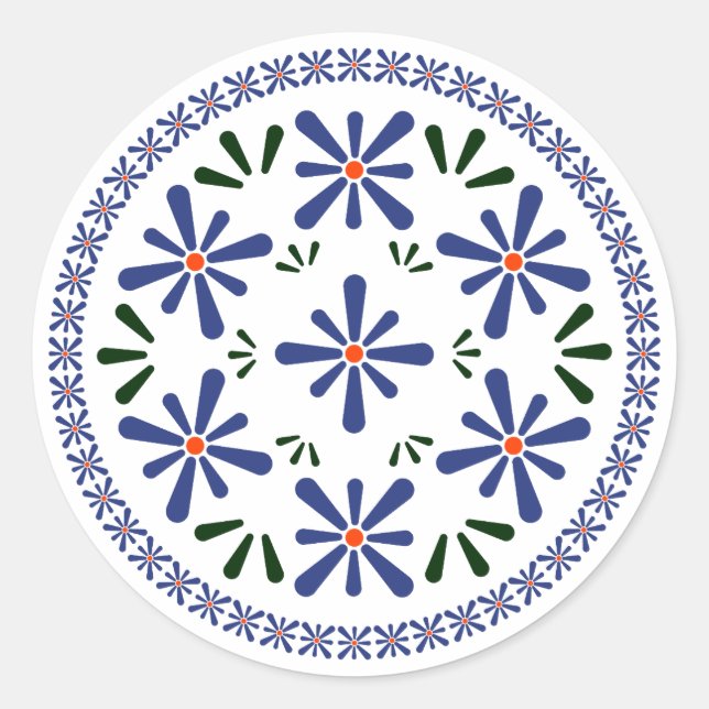Polnisches Design traditioneller Keramiken. Runder Aufkleber (Vorderseite)