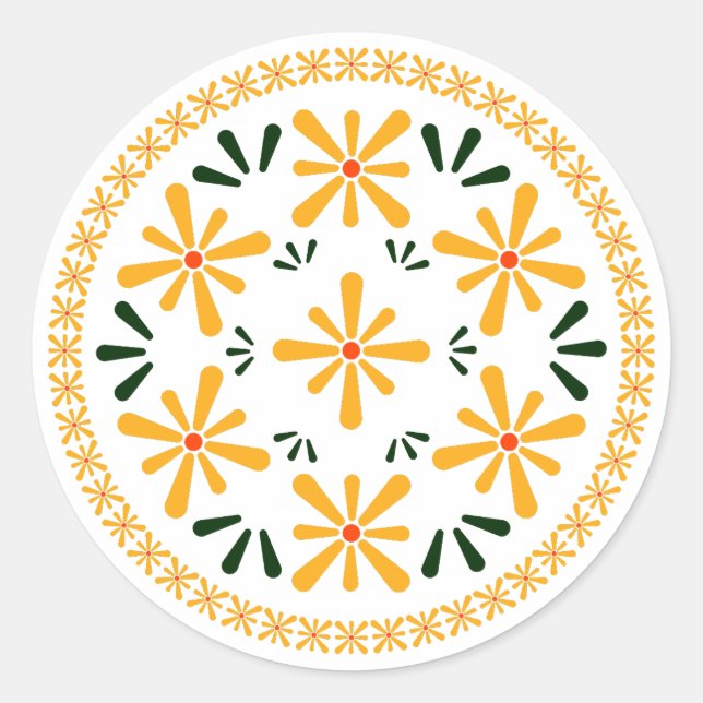 Polnisches Design traditioneller Keramiken. Runder Aufkleber (Vorderseite)