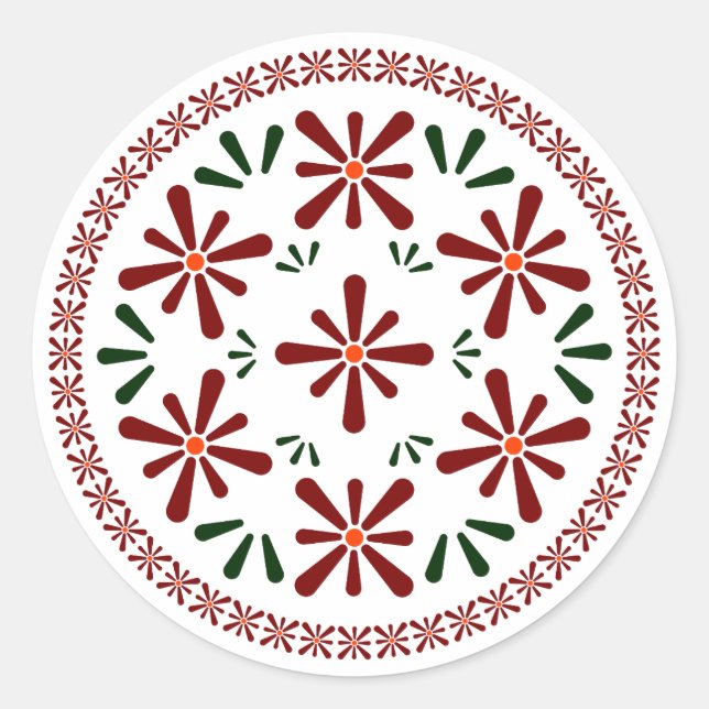 Polnisches Design traditioneller Keramiken. Runder Aufkleber (Vorderseite)