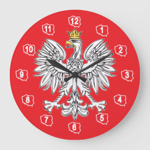 Polnisches Eagle mit Goldkronen-Wanduhr Große Wanduhr