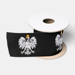 Polnisches Flag- und Adlersymbol, Polen schwarz / Satinband