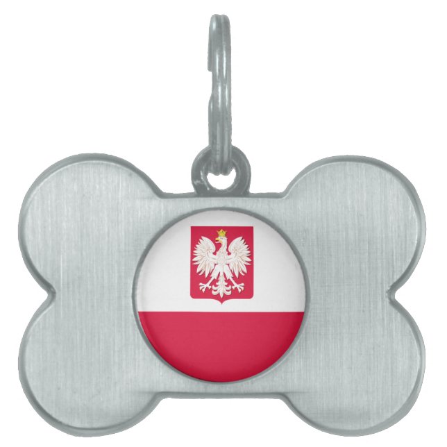 Polnisches Flaggen-Wappen Hundeknochen-Umbau Tiermarke (Vorderseite)
