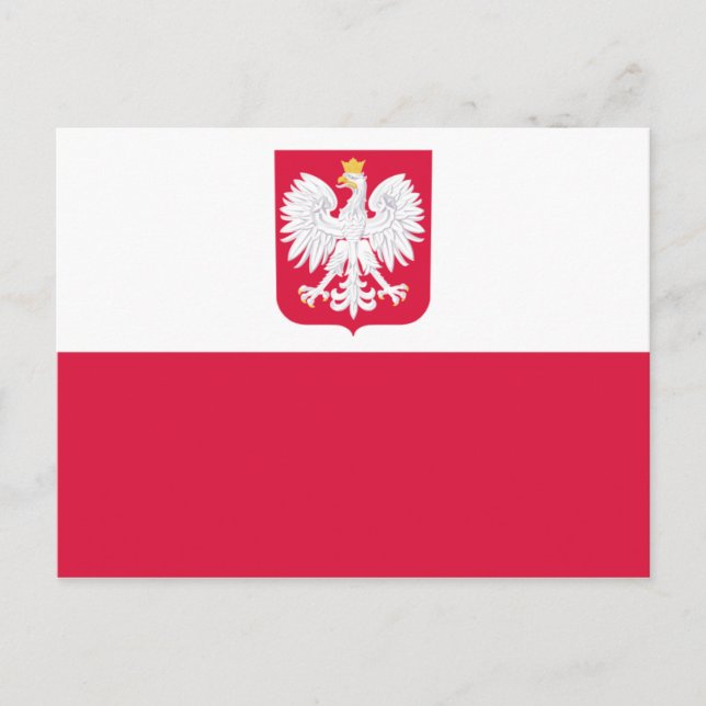 Polnisches Flaggenemblem - Polska Polen - Herb Pol Postkarte (Vorderseite)