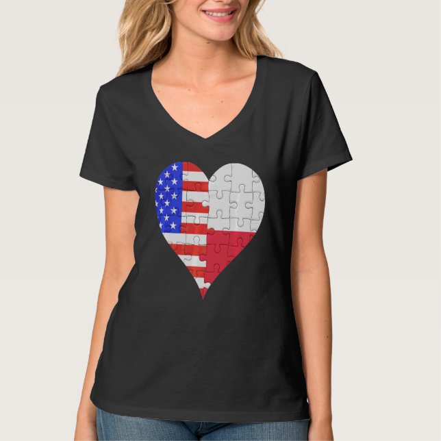 Polnisches Flaggenherz T-Shirt (Vorderseite)