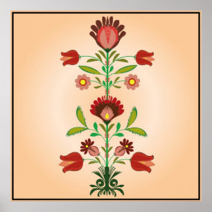 Polnisches Folkstickermuster, Blume Muster, Poster
