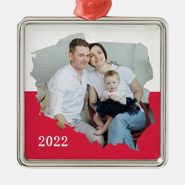 Polnisches Foto für die Fahne abgeschnitten Ornament Aus Metall (Vorne)