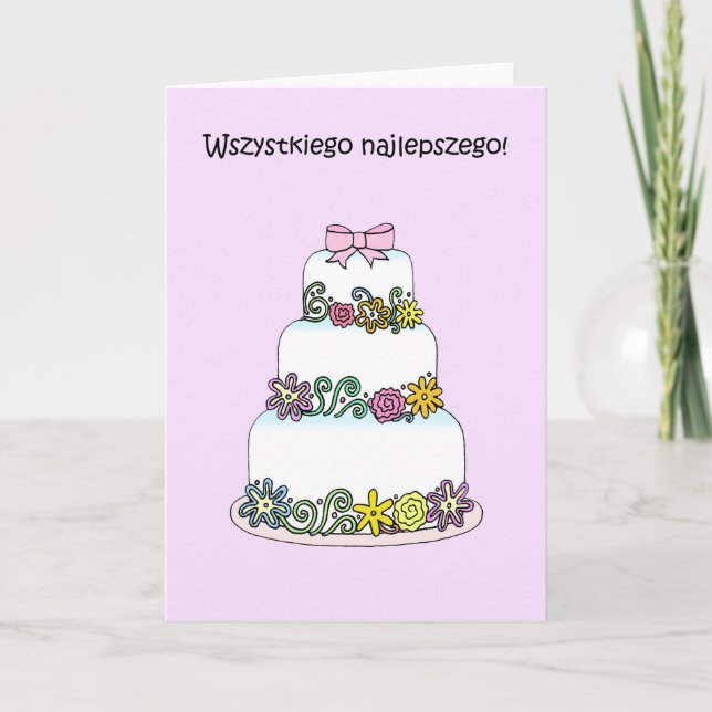 Polnisches Glück Geburtstag Wszystkiego Najlepszeg Karte (Vorderseite)