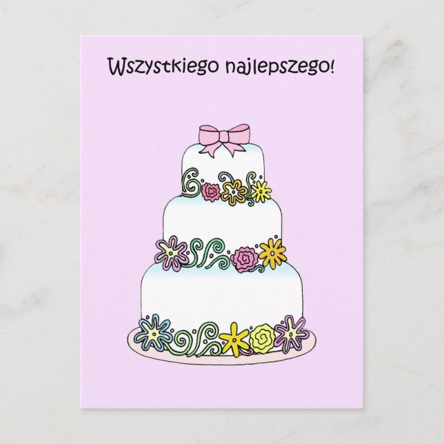 Polnisches Glück Geburtstag Wszystkiego Najlepszeg Postkarte (Vorderseite)