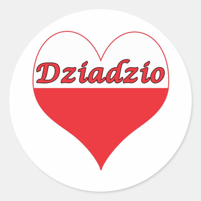 Polnisches Herz Dziadzio Runder Aufkleber (Vorderseite)
