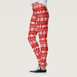 Polnisches Leggings<br><div class="desc">Niedliches rotes und weißes Weihnachtsstrickjacke-Muster mit Pon Silhouetten</div>