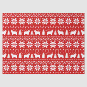 Polnisches Lowland Sheepdogs Christmas Pattern Red Seidenpapier