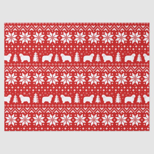 Polnisches Lowland Sheepdogs Christmas Pattern Red Seidenpapier (Vorderseite)
