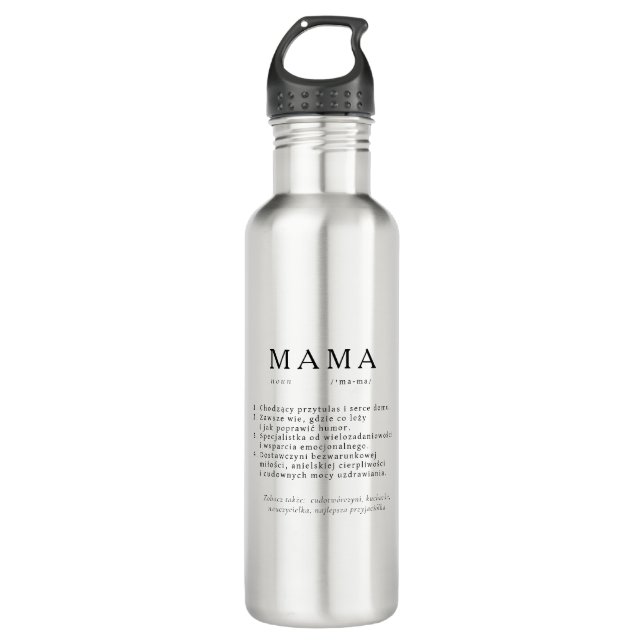 Polnisches Mum-Geschenk - MAMA Definition Edelstahlflasche (Vorderseite)