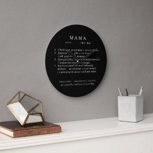 Polnisches Mum-Geschenk - MAMA Definition Große Wanduhr