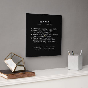 Polnisches Mum-Geschenk - MAMA Definition Quadratische Wanduhr