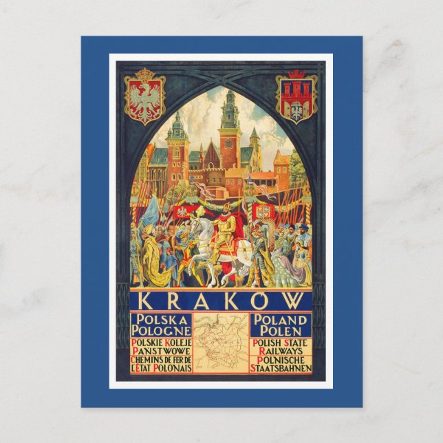Polnisches Vintages Reise-Plakat Postkarte (Vorderseite)