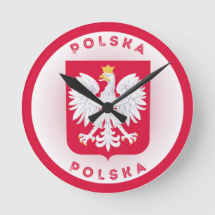 Polnisches Wappen Kreisform  Runde Wanduhr