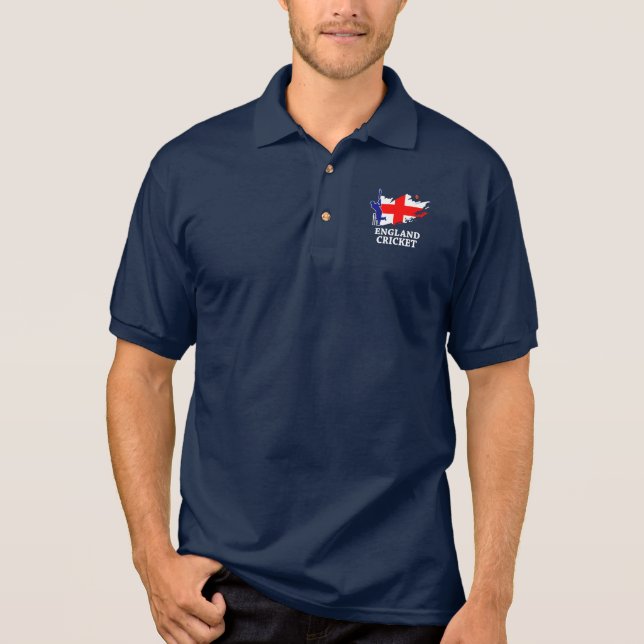 Polo Angleterre Cricket Français Drapeau Brush Stroke C (Devant)