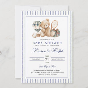 Polo-Bär-Baby-Party Vornehme Jungen-Karo-Baby-Part Einladung