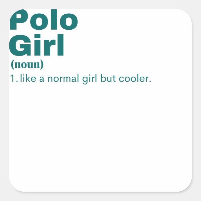 Polo Girl - Polo Quadratischer Aufkleber (Vorderseite)