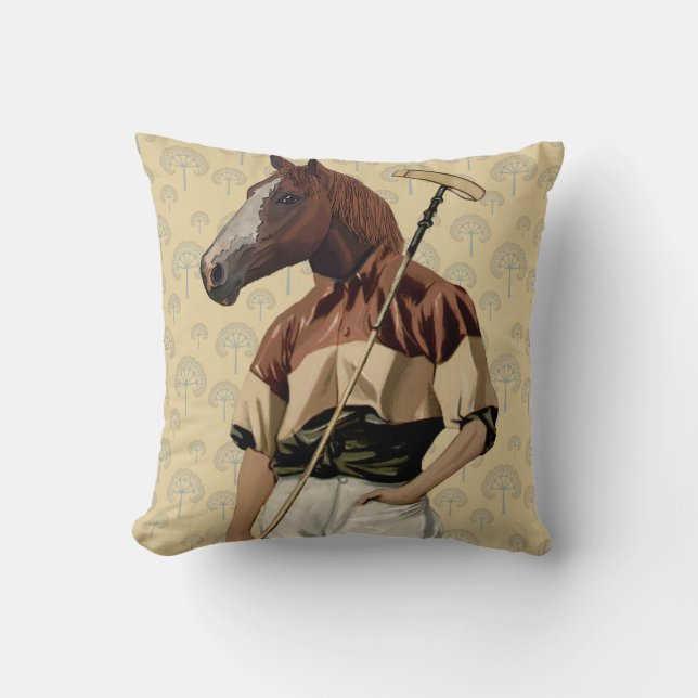 Polo Horse Portrait Kissen (Vorderseite)