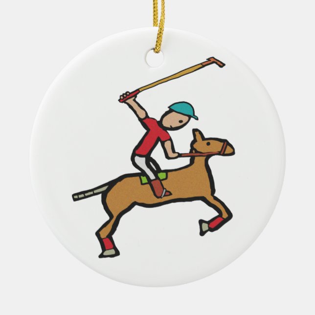 Polo Playing Reiter Keramik Ornament (Vorne)