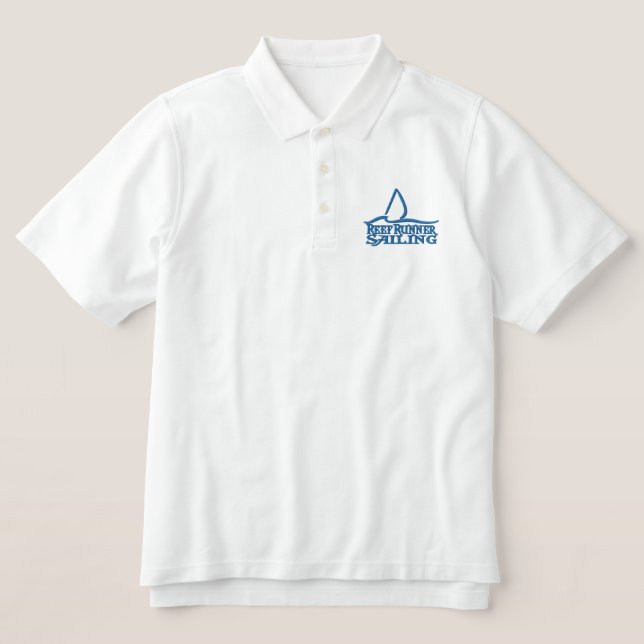 POLO-Shirt bestickt - Throwback Reef Runner-Logo (Design Vorderseite)