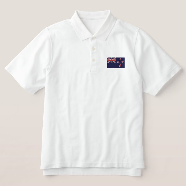 Polo-Shirt Flagge gestickter Männer Neuseelands (Design Vorderseite)