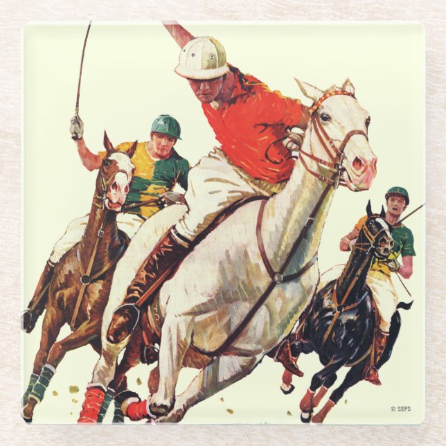 Polo-Spiel Glasuntersetzer (Vorderseite)