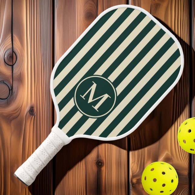 Polo-Streifen-grünes Monogramm aus der Mitte des J Pickleball Schläger (Von Creator hochgeladen)