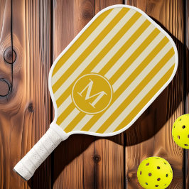 Polo-Streifen-Monogramm der warmen Sonnenblume Mit Pickleball Schläger