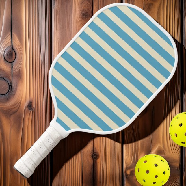 Polo Striped Aqua Sky Mitte des Jahrhunderts Pickleball Schläger (Von Creator hochgeladen)