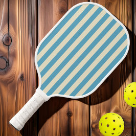 Polo-Striping Aqua Sky Mitte des Jahrhunderts Pickleball Schläger