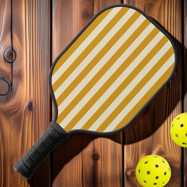 Polo-Striping Burnt Buttercup Mitte des Jahrhunder Pickleball Schläger (Von Creator hochgeladen)