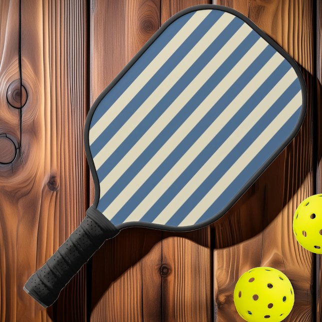 Polo Striping Capri Blue Mitte des Jahrhunderts Pickleball Schläger (Von Creator hochgeladen)