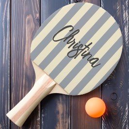 Polo-Striping Dove Gray Painted Name Mitte Jahrhun Tischtennis Schläger