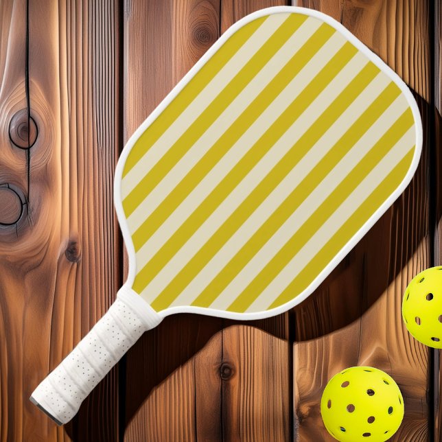 Polo-Striping Dunkler Lemon Mitte des Jahrhunderts Pickleball Schläger (Von Creator hochgeladen)