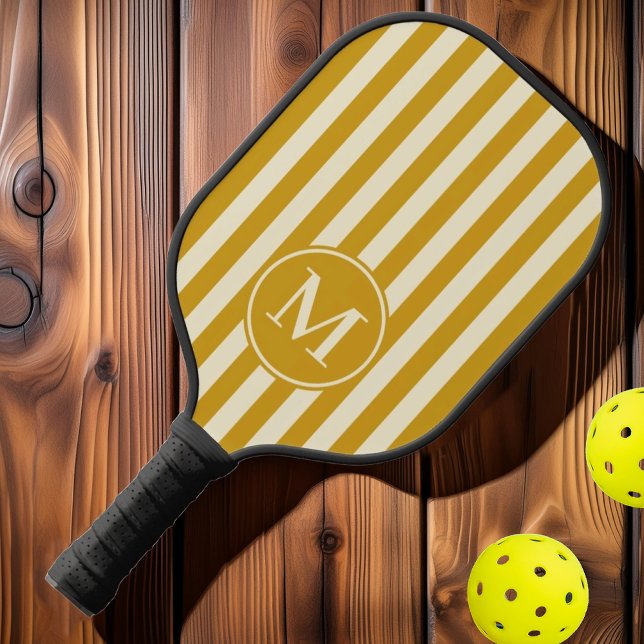 Polo-Striping Golden Ochre Monogramm aus dem Mitte Pickleball Schläger (Von Creator hochgeladen)