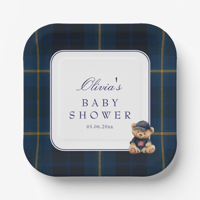 Polo-Teddy-Bär-Baby-Party Pappteller (Vorderseite)