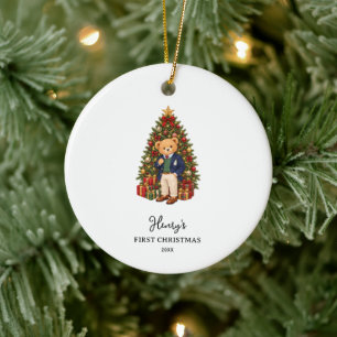 Polo-Teddybär-Baby-Junge-Weihnachten Keramik Ornament