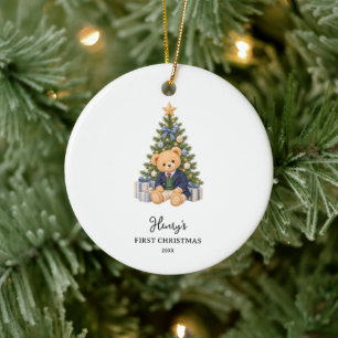 Polo-Teddybär-Baby-Junge-Weihnachten Keramik Ornament