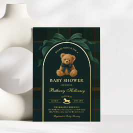 Polo-Teddybär-Tartan-Flanell-Junge-Baby-Party Folieneinladung