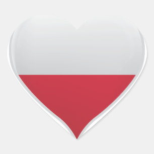 Pologne amour drapeau orgueil autocollant coeur