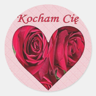 Polonais Aimez-vous Rouge Roses Sticker rond