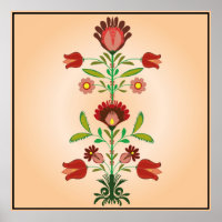 Polonais Broderie Fleurs Motif, Poster
