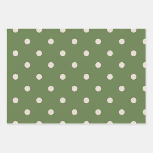 Polopunkt Grün und Weiß Geschenkpapier Set